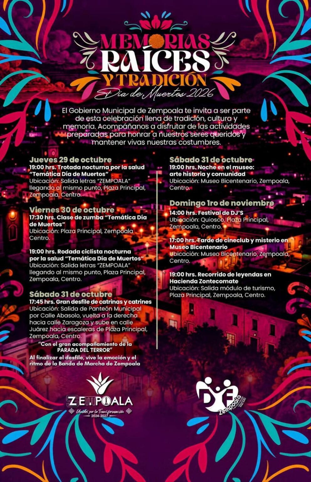 Zempoala celebrará el Día de Muertos con actividades culturales y recreativas